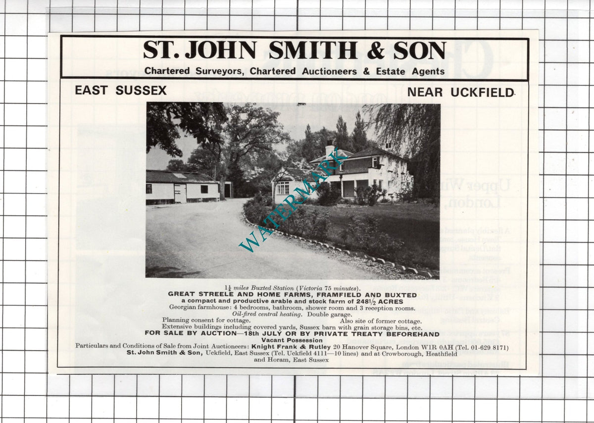 Great Streele Farm Framfield Sussex  Home Farm Buxted     Sale Advert - 1978