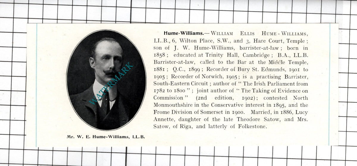 Charles Herbert-Smith York / WIlliam Ellis Hume-Williams -  c.1905 Clipping