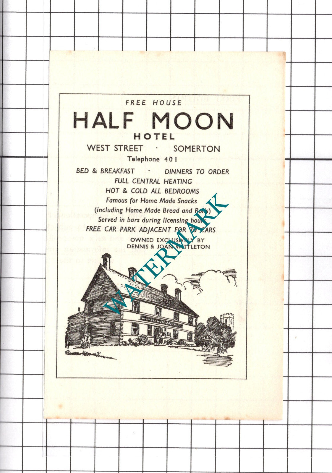 Half Moon Hotel Somerton Somerset Dennis Wittleton - 1971  Advert