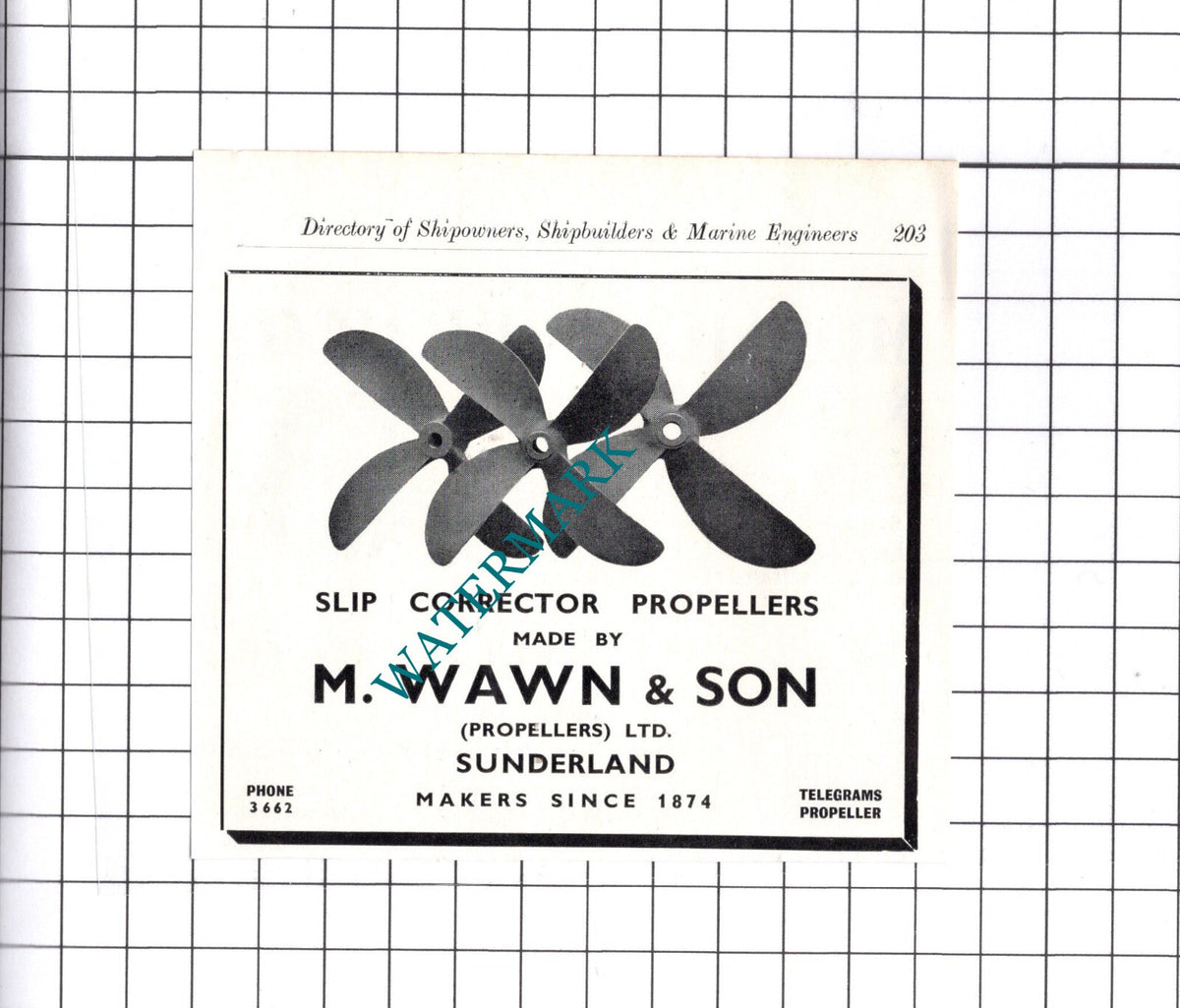 M Wawn & Son Sunderland / A De Cecco Glasgow - c.1957 Small Advert