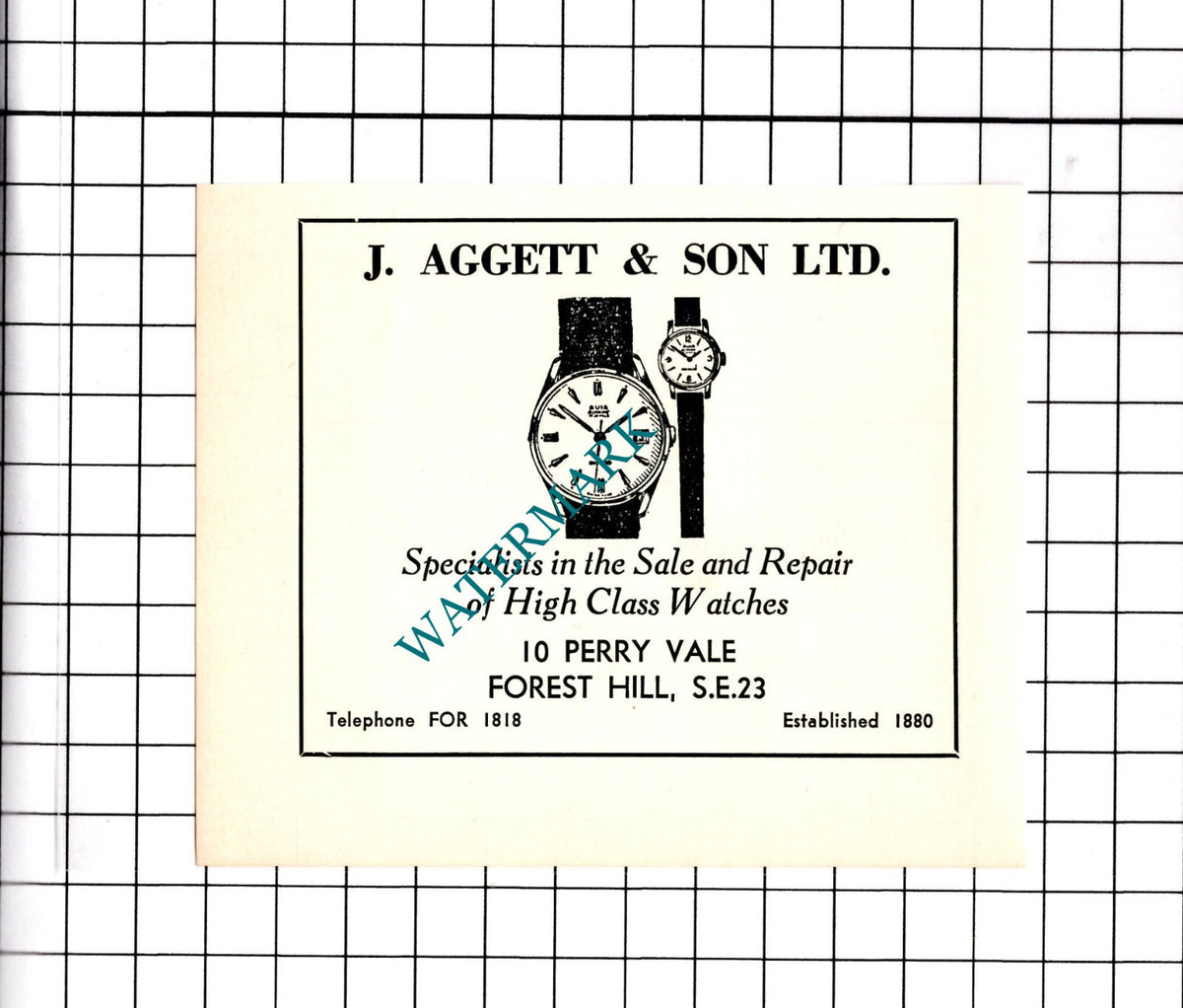 J Aggett & Son Ltd Forest Hill London Watch Seller- 1967 Small Advert