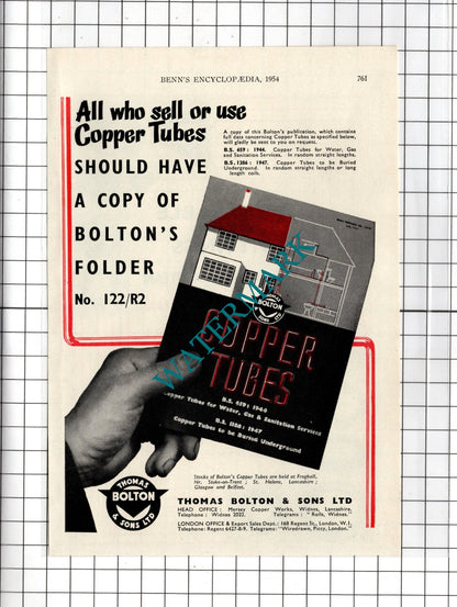 Thomas A Ashton Ltd Sheffield / Thomas Bolton & Sons Ltd Widnes  - 1954 Advert
