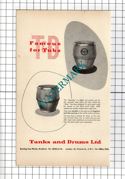 Brooke Tool Manufacturing Co Ltd / Tanks and Drums Ltd Bradford - 1954 Advert