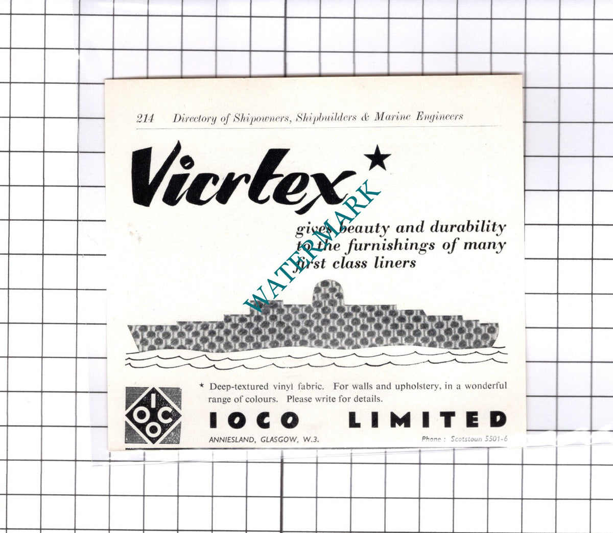 Ioco Ltd Anniesland Glasgow / Ajax Marine Engines Knutsford  c.1957 Small Advert