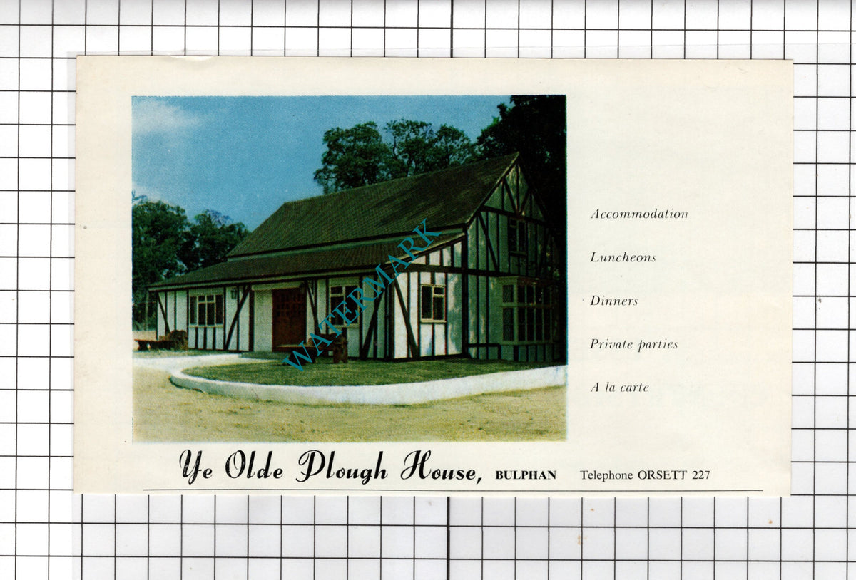 Ye Olde Plough House Bulphan Essex  Advert - 1964 Cutting