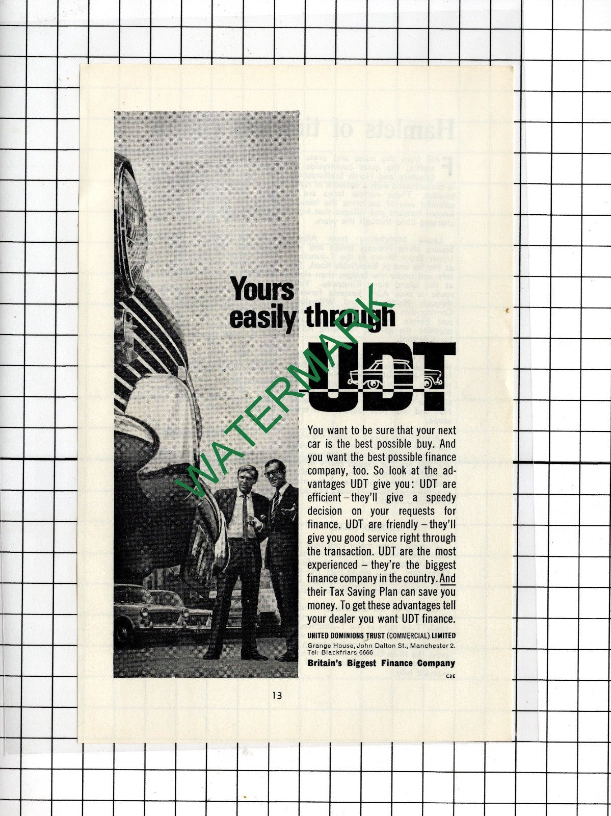 United Dominions Trust Commercial Ltd Manchester  - 1965  Advert