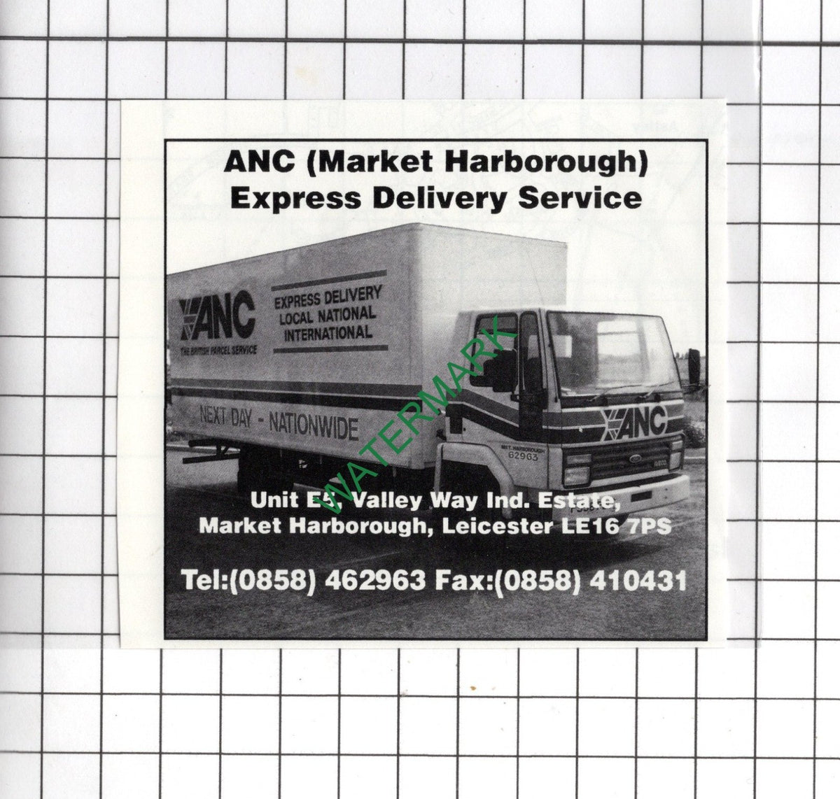 ANC Market Harborough Leicestershire Delivery Service - 1990 Small Advert