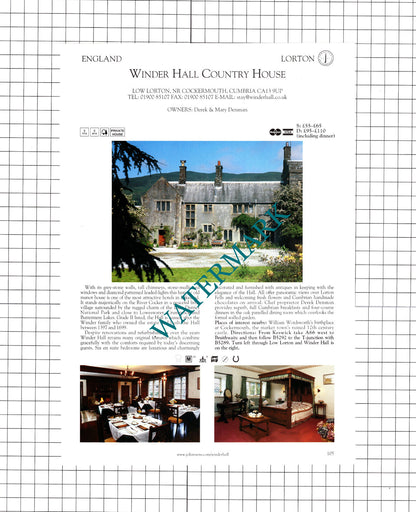 Winder Hall Low Lorton Cumbria Denman Old Manor Hotel Loughborough -2001 Cutting