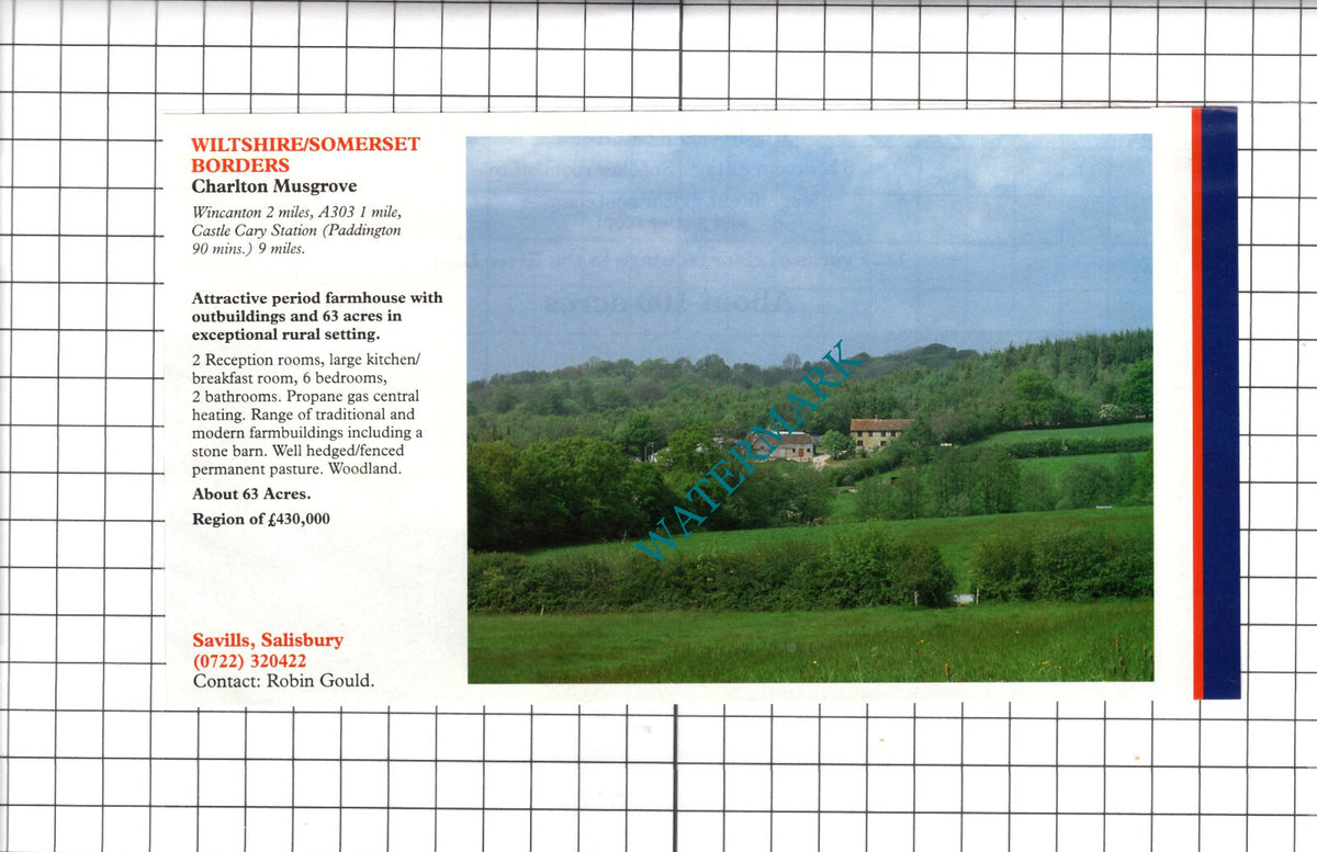 Charlton Musgrove Somerset House Sale Advert -   1991 Clipping