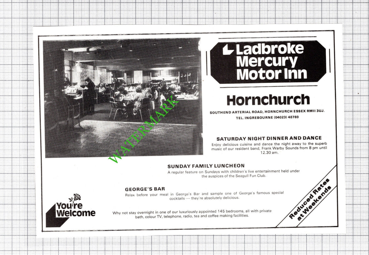 Ladbroke Mercury Motor Inn Hornchurch Essex Advert - 1979 Cutting