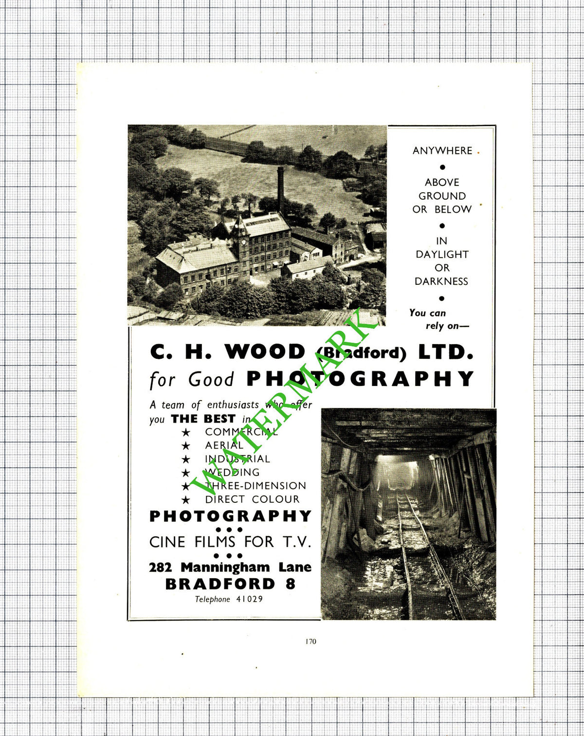 C H Wood Ltd Bradford Yorkshire Photography Advert - 1957 Cutting