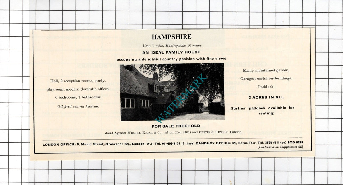 Alton  Hampshire Small House Sale Advert - 1967