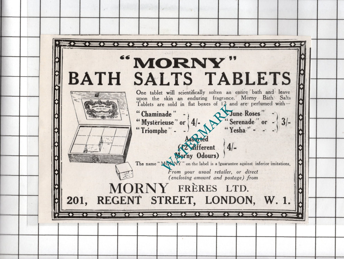 Morny Bath Salts Advert Morny Freres Ltd - 1920 Small  Clipping