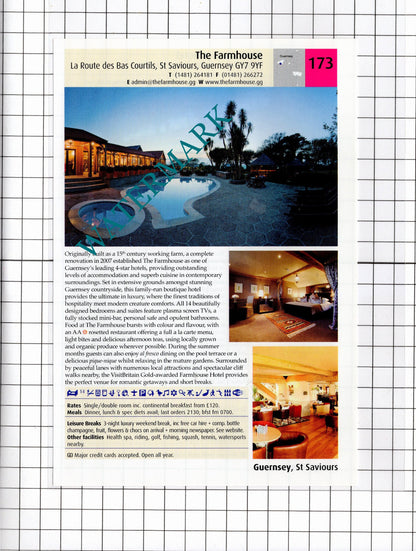 The Farmhouse St Saviours Guernsey / Moorings Hotel Jersey -2011 Advert