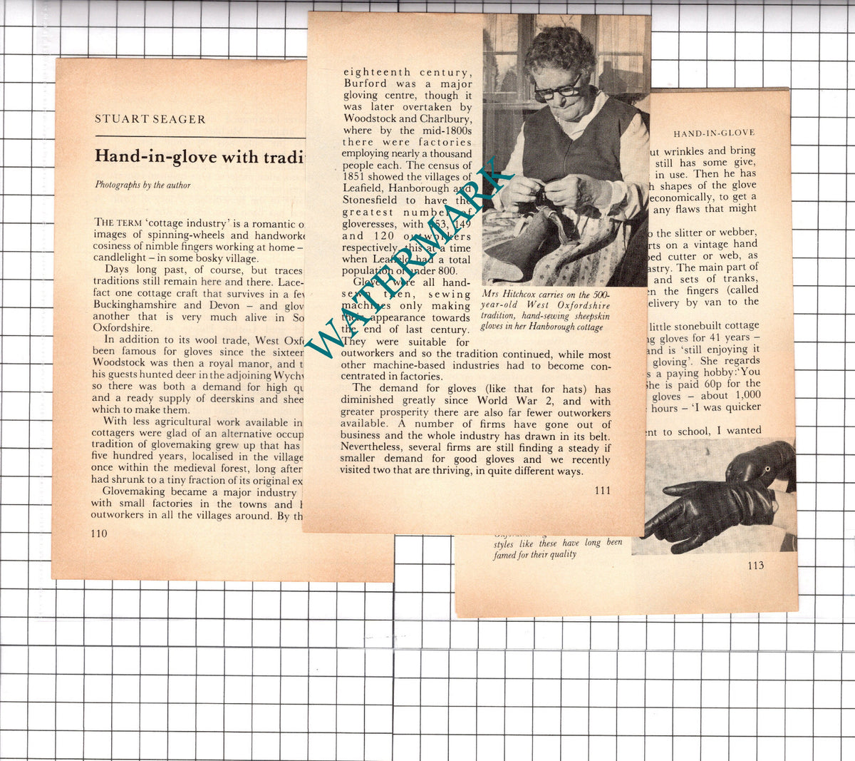 Glove Making Hitchcox Hanborough Woodstock Reg Pickard   - 1979 Article