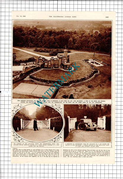 Fort Belvedere Berkshire  King Edward  - 1937 News Article