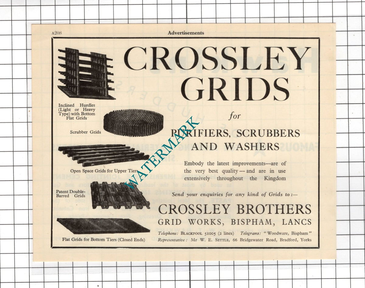 Crossley Brothers Bispham Lancs / W T Hawkins Of Huddersfield  - 1951 Advert