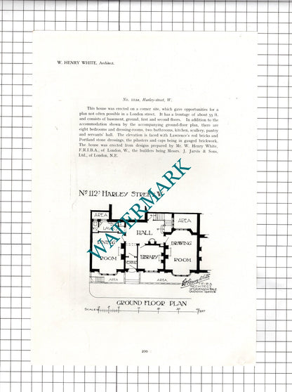 Cozens House (?)  112A Harley Street London W Henry White  -1911 Article / Print