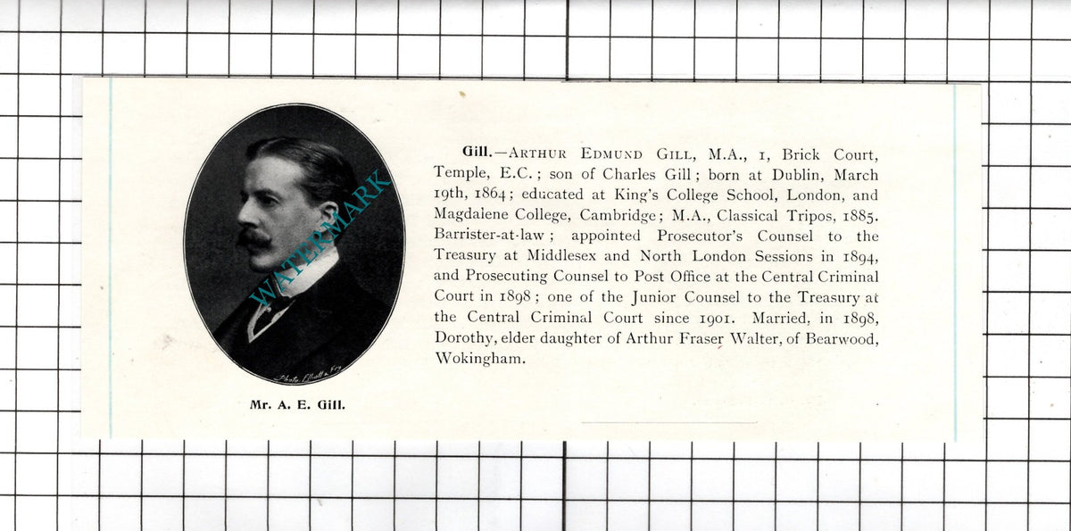 Arthur Edmund Gill Dublin / George Broke Freeman Chichester  -c.1905 Clipping