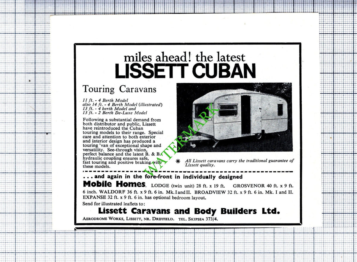 Lissett Caravans Small Advert  -  1967 Cutting