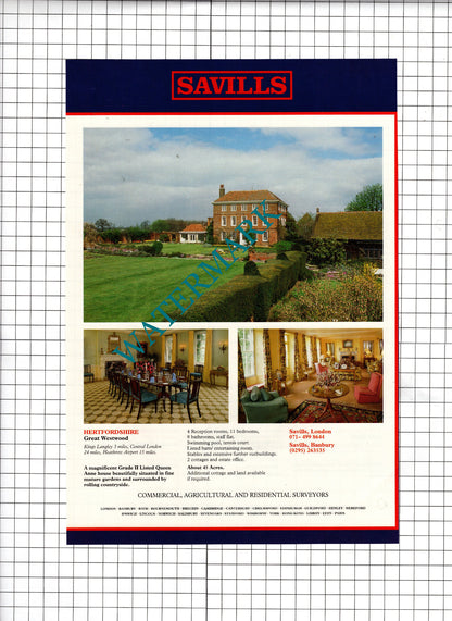 Itchingfield Sussex / Great Westwood Hertfordshire  -1991 House Sale Advert