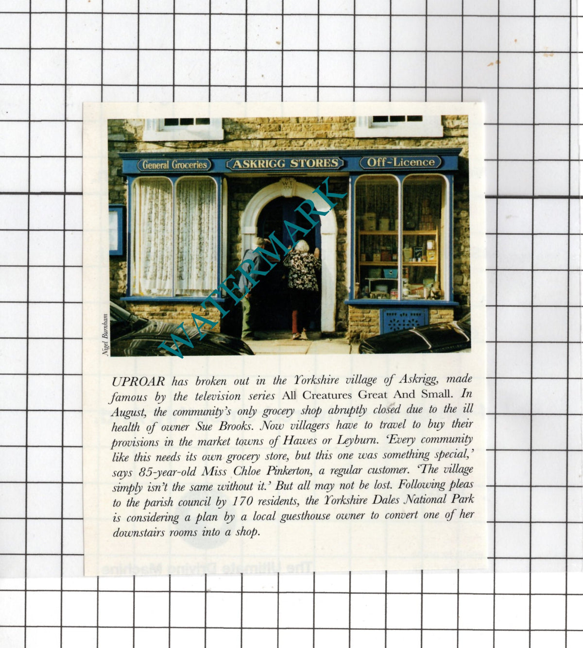 Askrigg Yorkshire Village Shop Askrigg Stores  - 1997 Small Cutting
