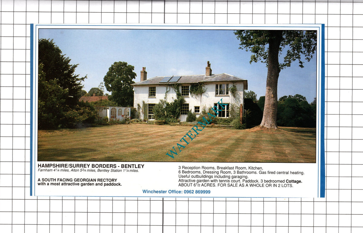 Bentley Hampshire Rectory House Sale Advert - c.1990 Clipping / Print