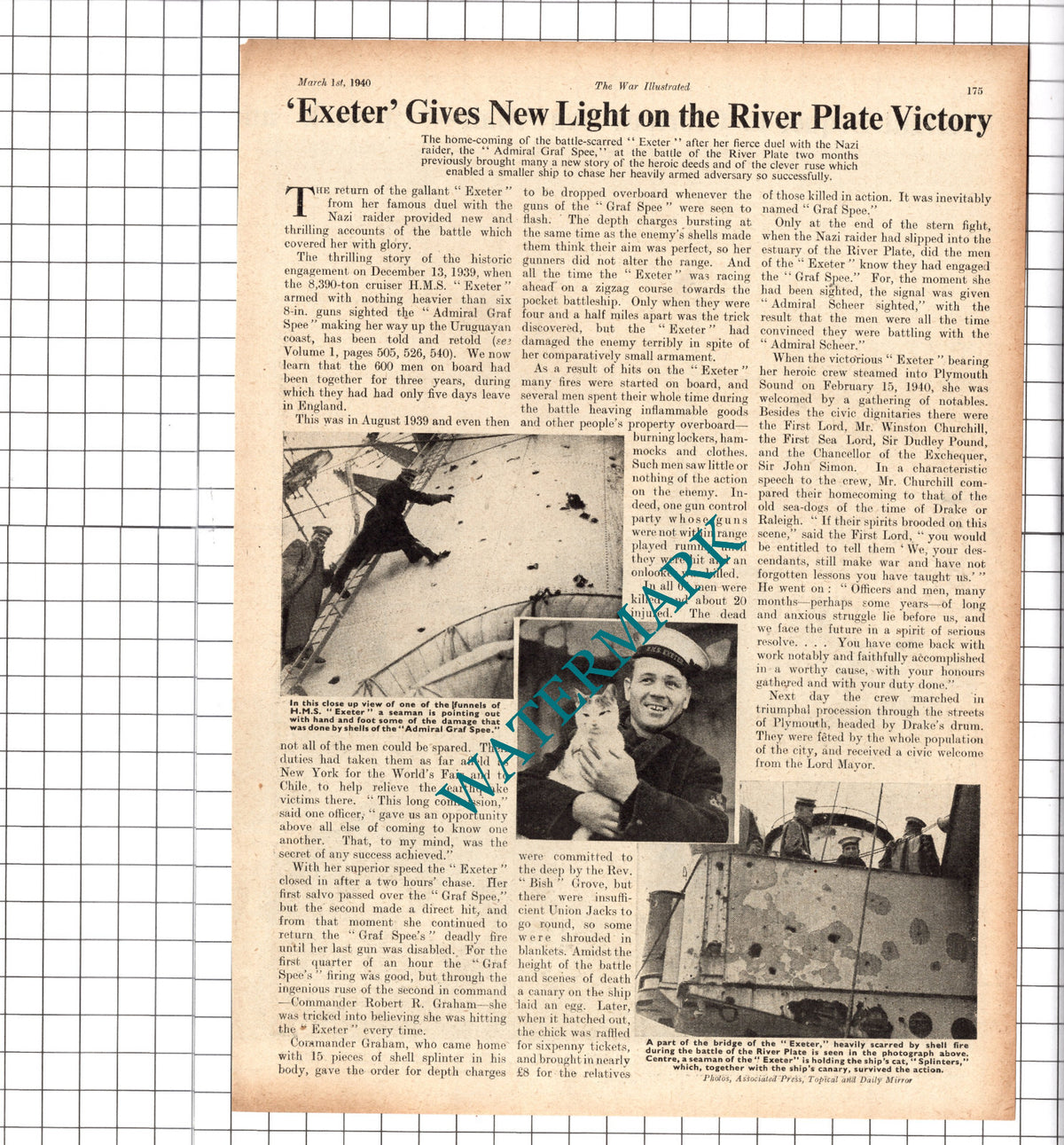 HMS EXETER Ship River Plate World War Two - 1940 Article / Print