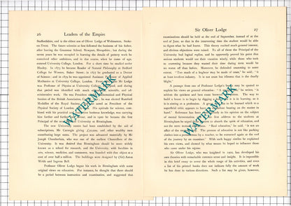 Sir Oliver Lodge Oliver Joseph Lodge -   1920's Article/ Print