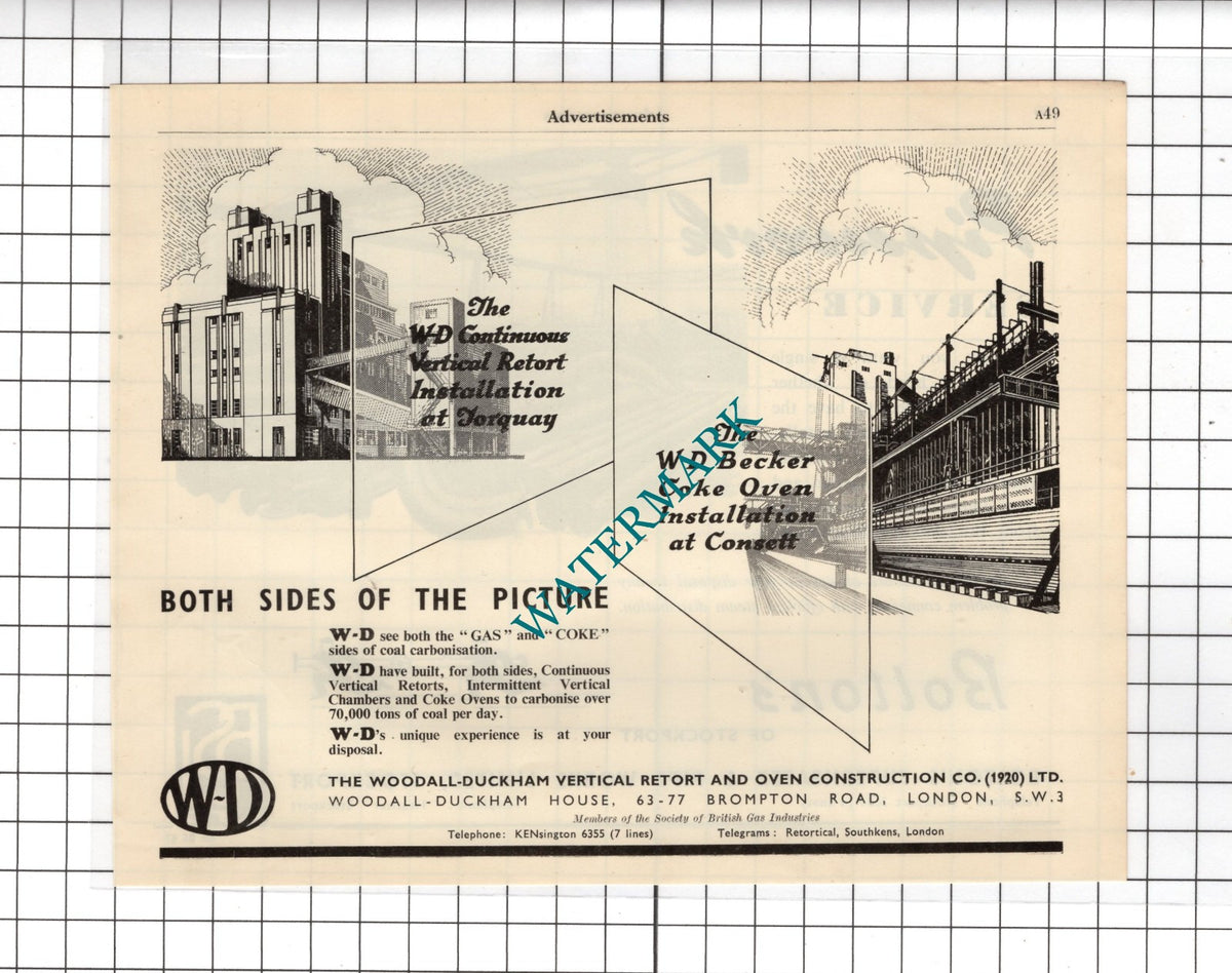 The Woodall-Duckham Vertical Retort / Bolton's Of Stockport  - 1951 Advert