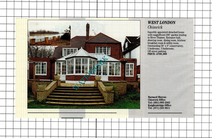 Warninglid Sussex /   Chiswick London  - 1991  House Sale Advert