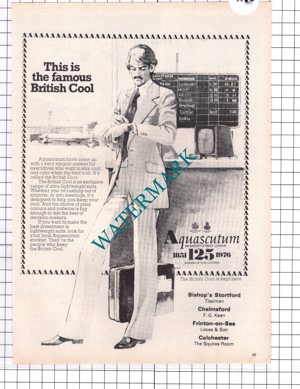 Aquascutum  British Cool 125 Years Advert  - 1976 Clipping / Print