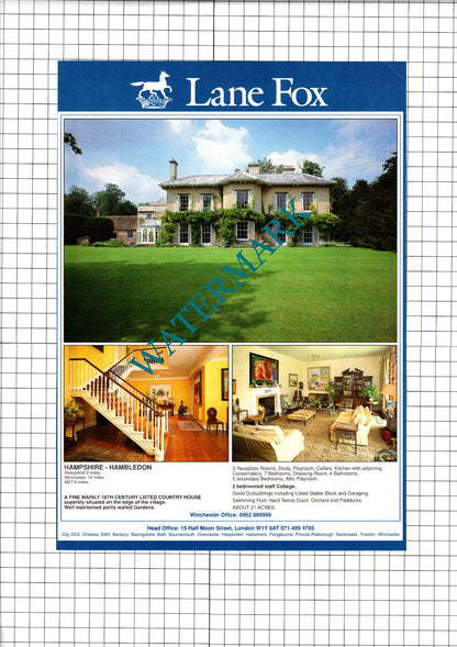 Hambledon Hampshire / 38 Cadogan Place London SW1    - 1991 House Sale Advert
