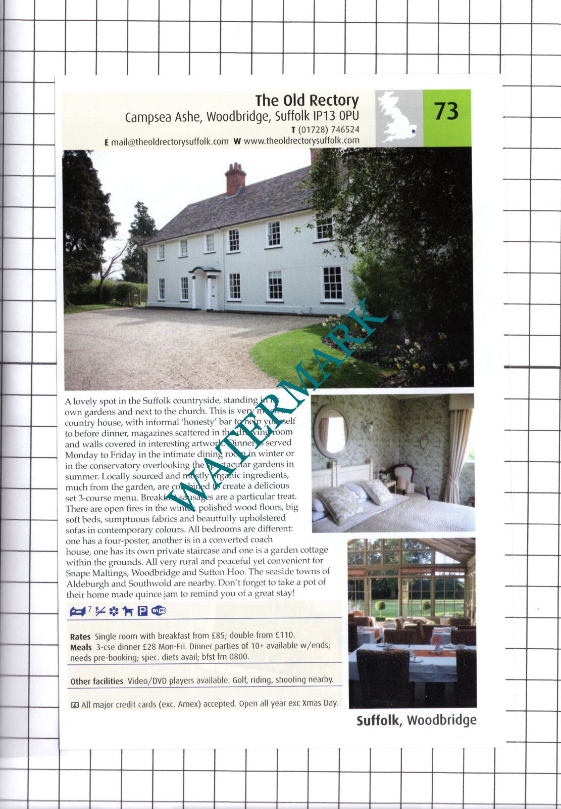 The Old Rectory Campsea Ashe Woodbridge Suffolk Advert - 2011 Cutting/ Print