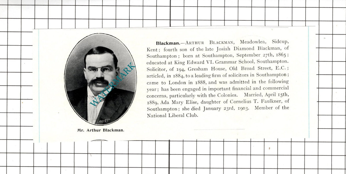 George John Braikenridge / Arthur Blackman Meadowlea Sidcup - c.1905 Clipping
