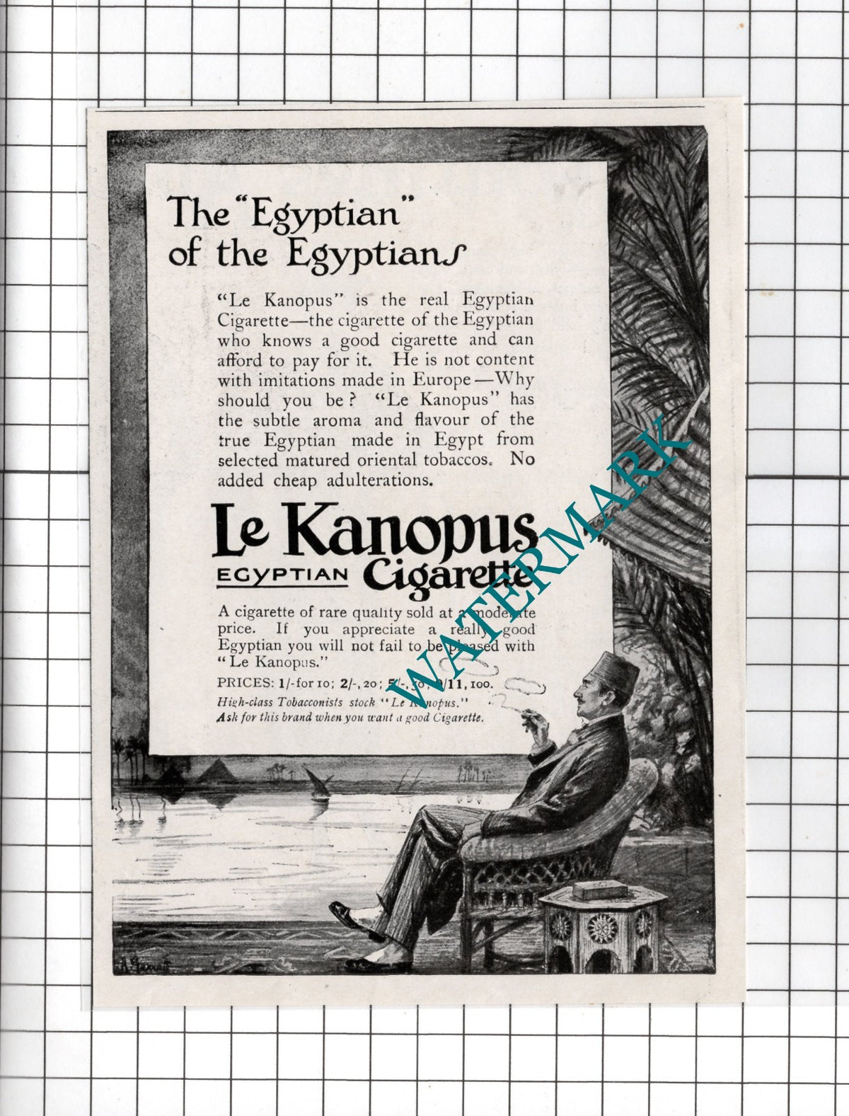 Le Kanopus Egyptian Cigarette Small Advert  - 1918