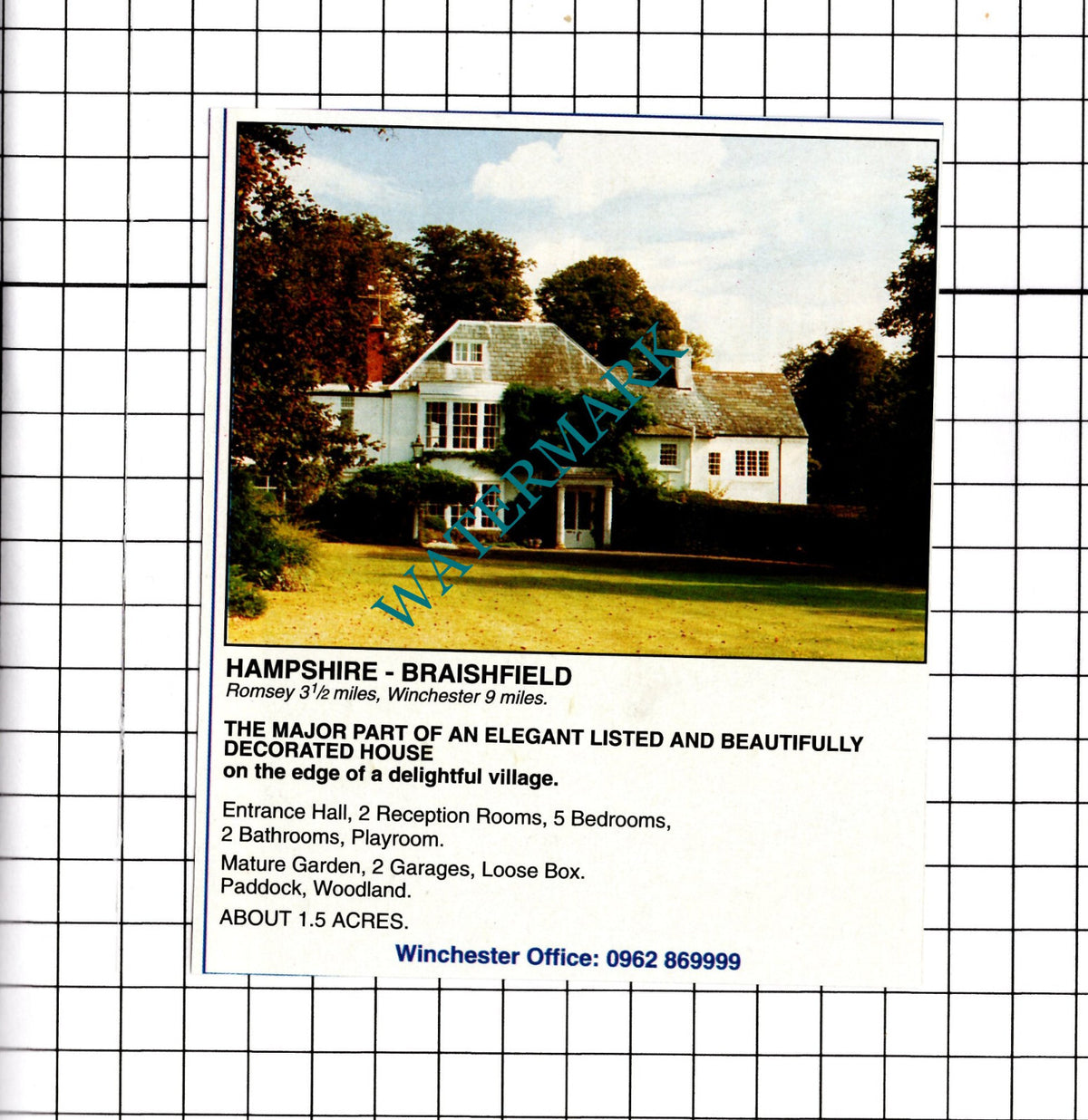 Braishfield Hampshire House Sale Advert - 1991 Clipping / Print