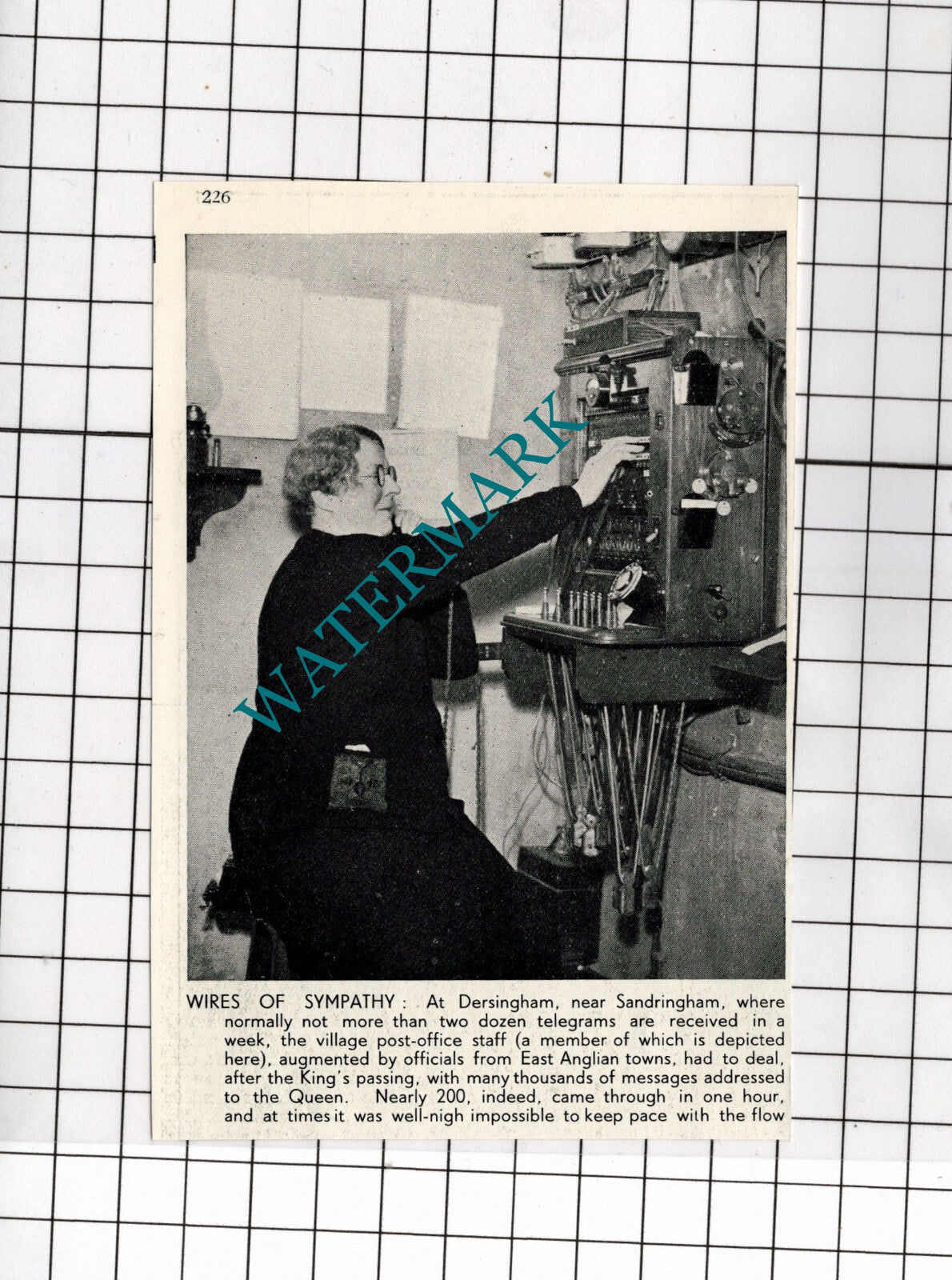 Dersingham Norfolk Post Office - 1936 Small Cutting