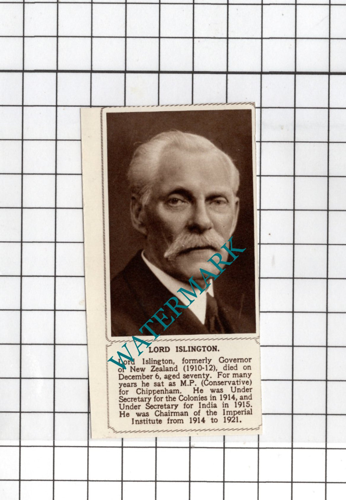 Lord Islington Obituary  - 1936 Small News Clipping