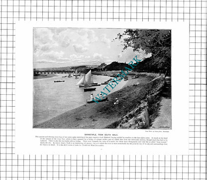 Barnstaple Devon / Settle Yorkshire - c.1900 Cutting/ PRINT