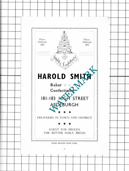 Harold Smith Baker Aldeburgh Suffolk / Dudley O Knowles Estate Agent 1952 Advert