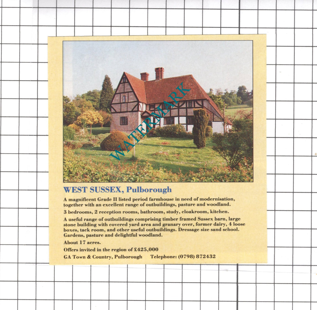 Pulborough West Sussex House Sale Advert - 1991 Clipping / Print