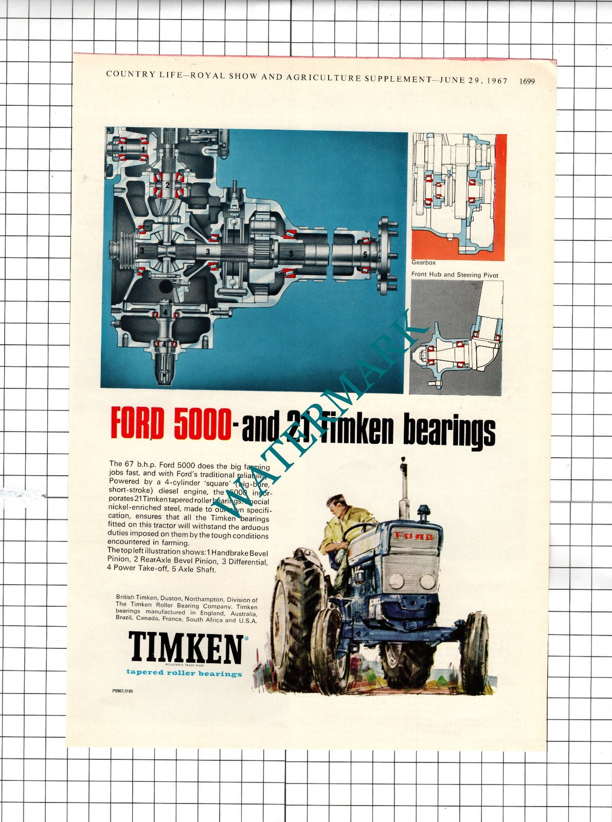 Ford 5000 Tractor Timken Advert   - 1967  Advert