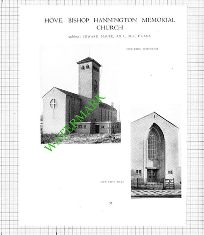 Bishop Hannington Memorial Church Hove Sussex Edward Maufe - c.1947 Article