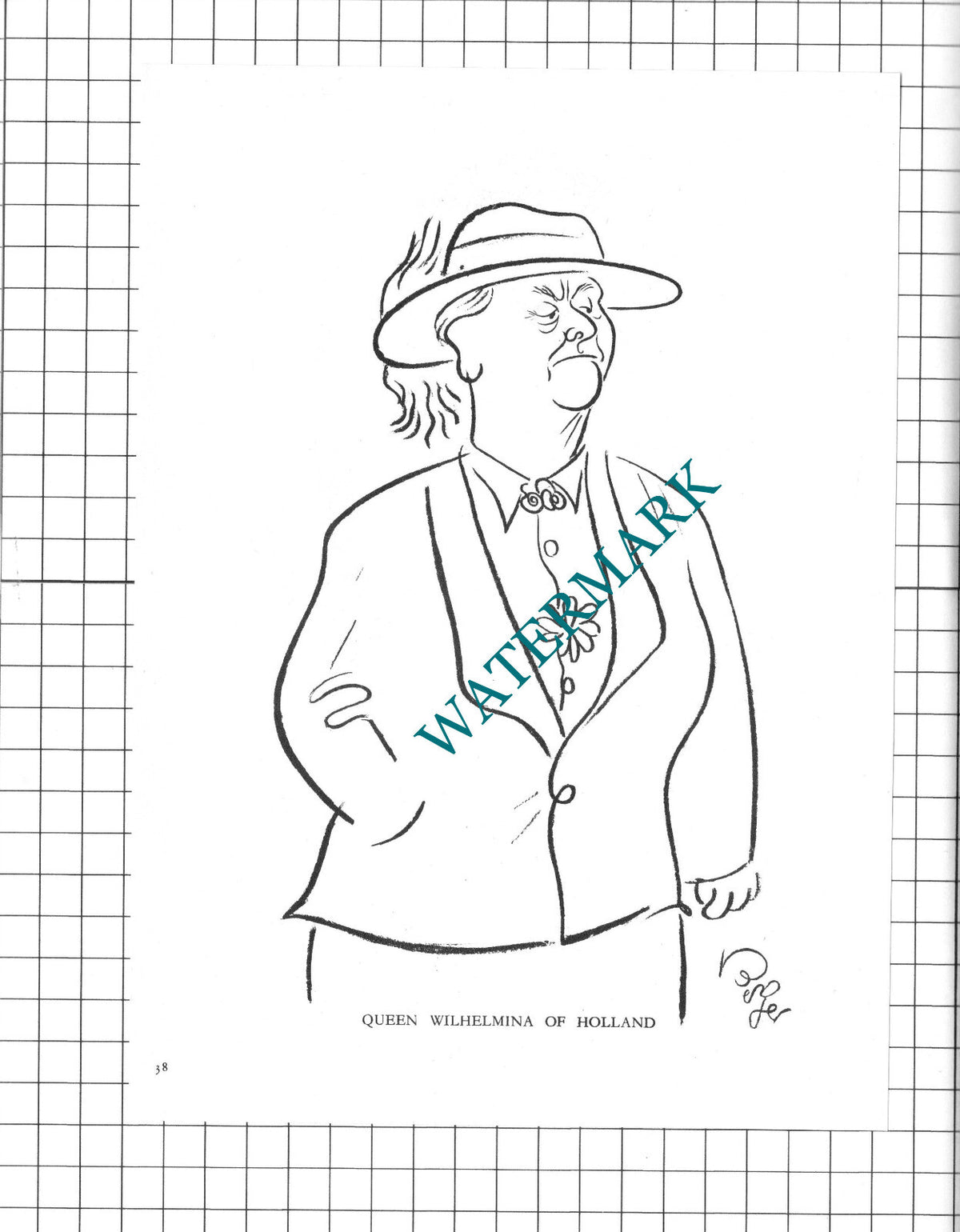 Queen Wilhelmina Of Holland / Vis Montgomery Caricature - 1950 Clipping / Print