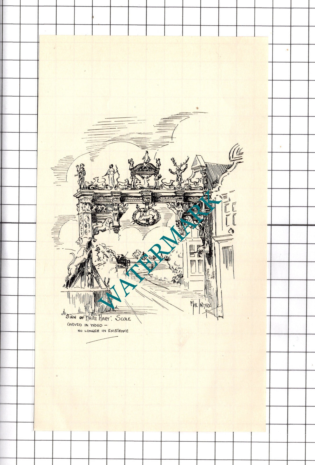 White Hart Scole Suffolk - 1940's Book Print