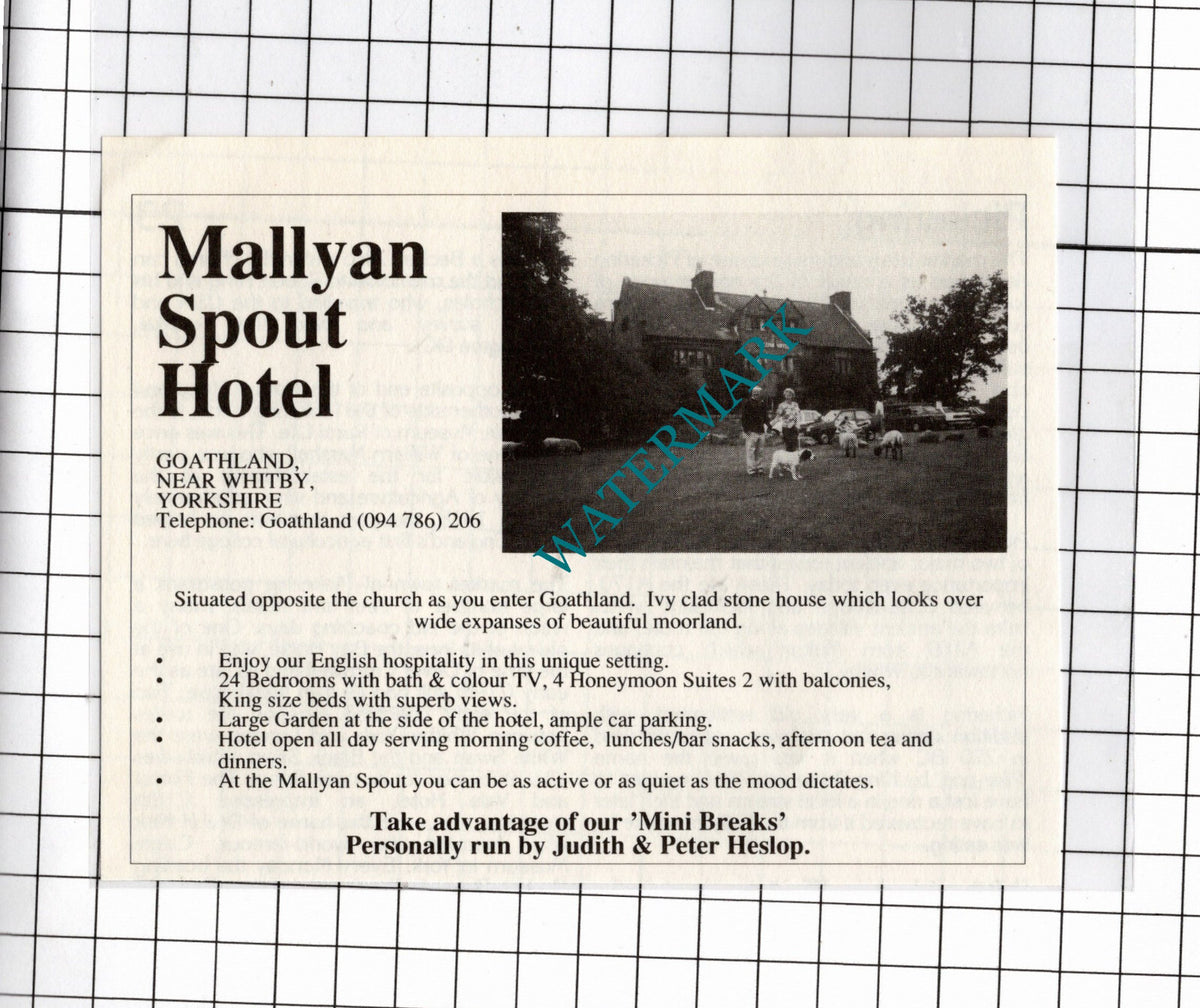 Mallyan Spout Hotel Goathland Yorkshire  Peter Heslop - 1990 Advert