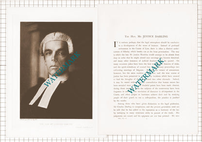 The Hon Mr Justice Darling   Sir Charles Darling -   1920's Article/ Print