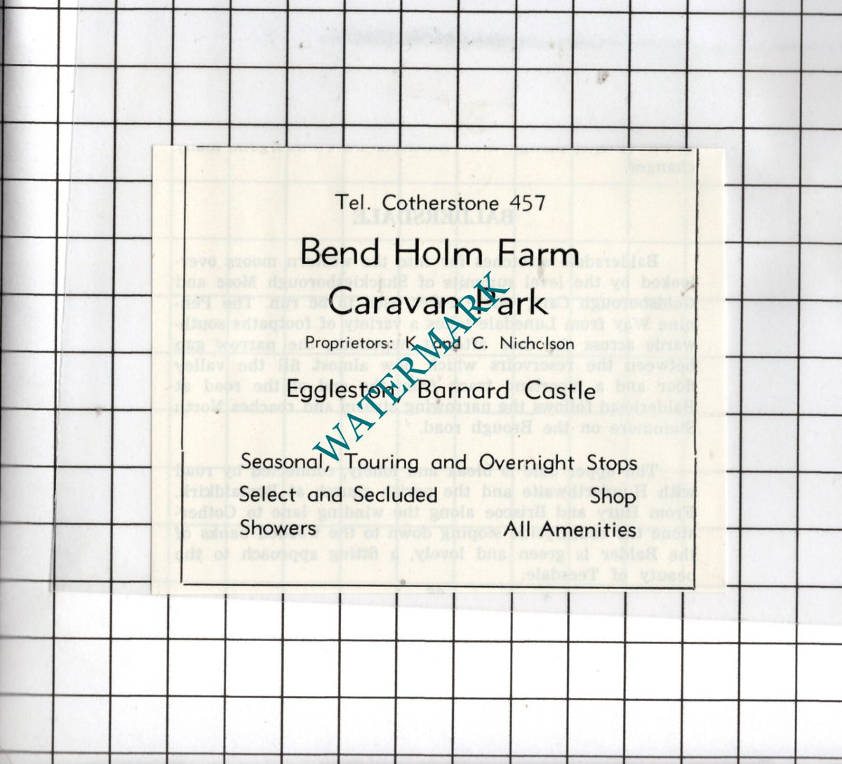 Bend Holm Farm Caravan Park Eggleston Barnard Castle Nicholson 1977 Small Advert