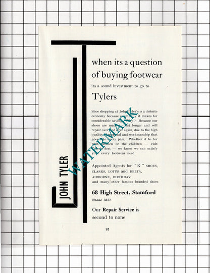 Forsyth & Ferrier Ltd Stamford  Lincolnshire John Tyler Shoes   - 1966 Advert